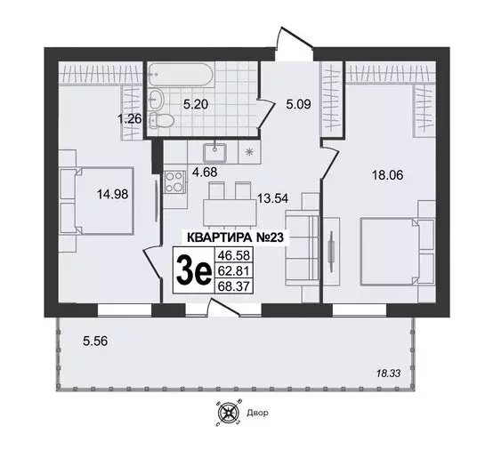 3-комнатная квартира: Муром, 3-я Новослободская улица (68.37 м) - Фото 0