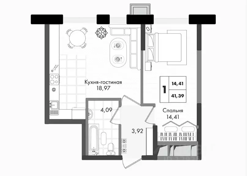 1-к кв. Краснодарский край, Краснодар ул. Имени Генерала Брусилова, ... - Фото 0