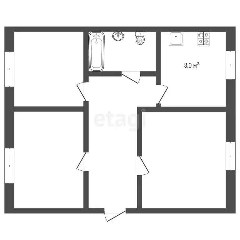 3-комнатная квартира: Заводоуковск, Заводская улица, 9Гк1 (70 м) - Фото 1