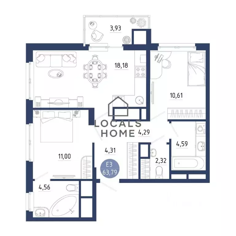 2-к кв. Рязанская область, Рязанский муниципальный округ, с. Дядьково ... - Фото 2