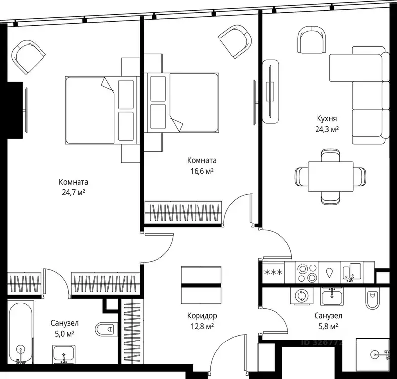 2-к кв. Москва 1-й Красногвардейский проезд, 13 (89.2 м) - Фото 2