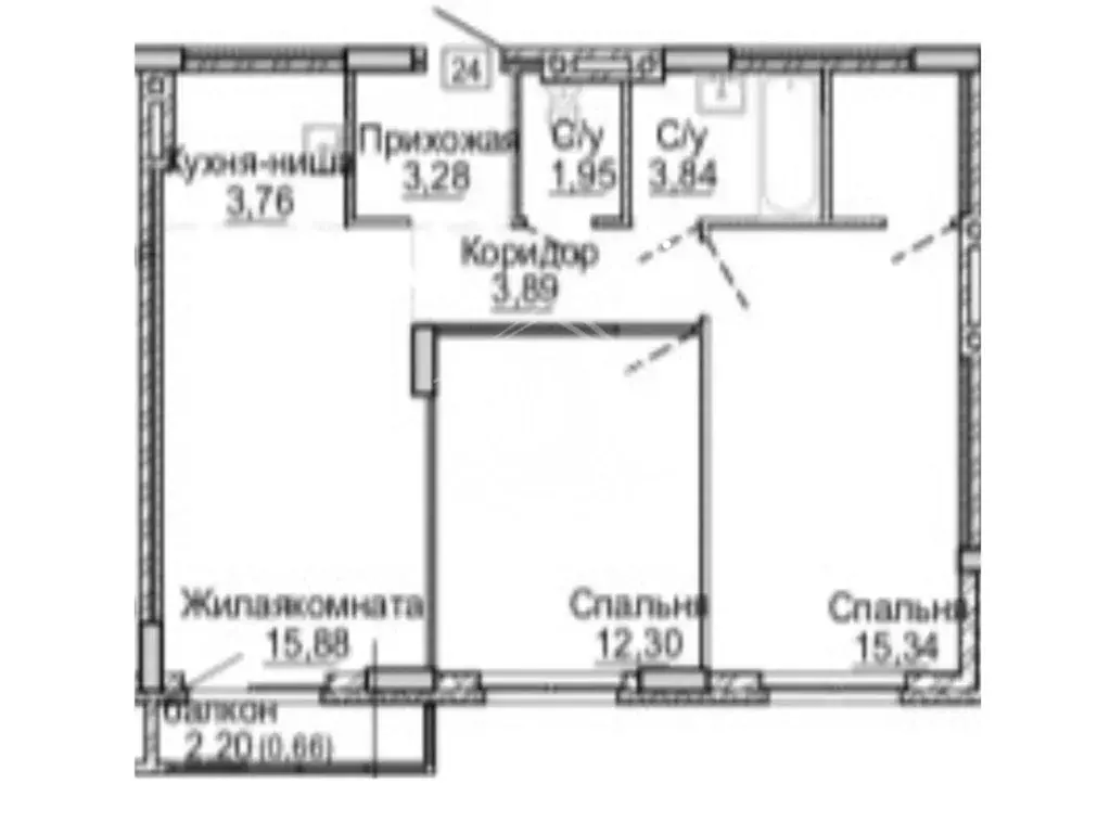 3-к кв. Новосибирская область, Новосибирск ул. Ясный Берег, 43 (62.85 ... - Фото 1