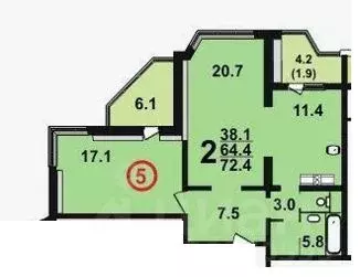 2-к кв. Московская область, Ленинский городской округ, Бутово пгт ... - Фото 2