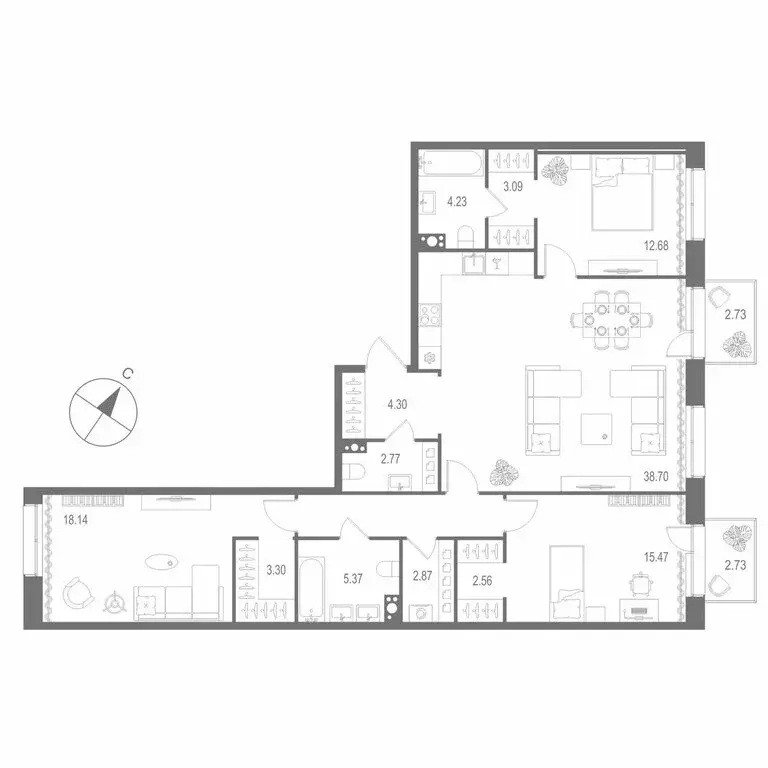 3-комнатная квартира: Санкт-Петербург, Матисов остров (119.32 м) - Фото 0