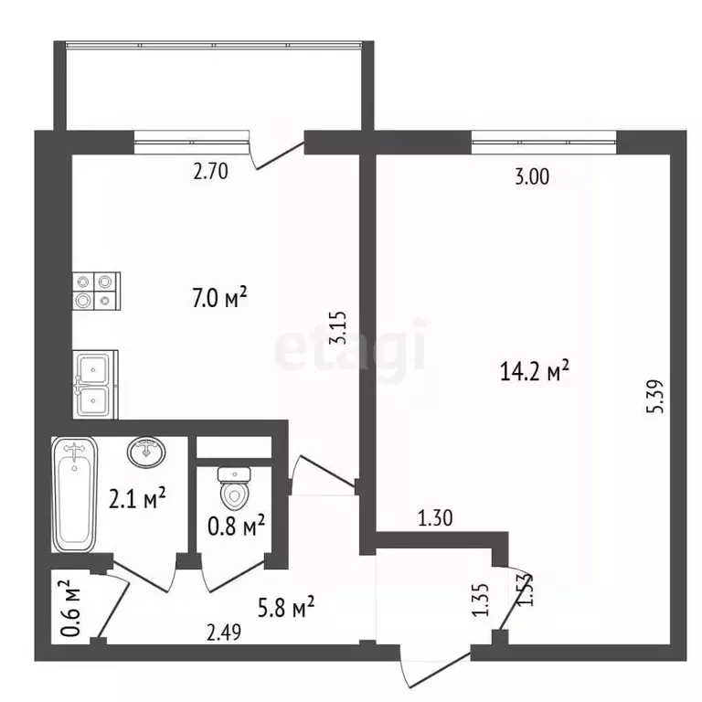 1-к кв. Тамбовская область, Тамбов ул. Дмитрия Карбышева, 11 (31.4 м) - Фото 2