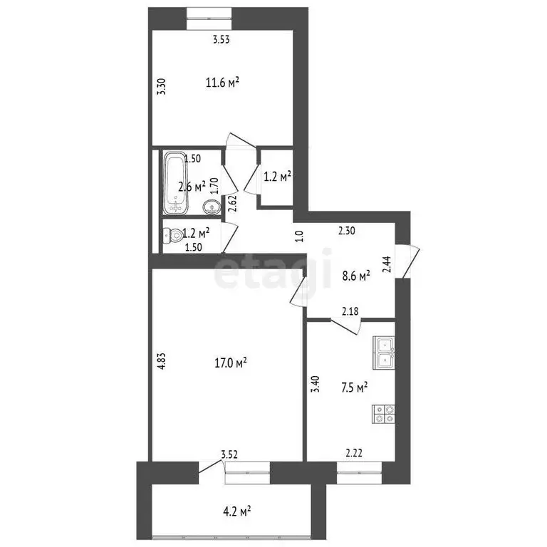 2-комнатная квартира: Самара, улица Ерошевского, 80 (51.8 м) - Фото 1