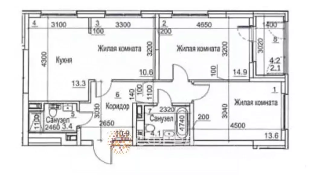 3-к кв. Новосибирская область, Новосибирск Тайгинская ул., 39 (70.5 м) - Фото 1