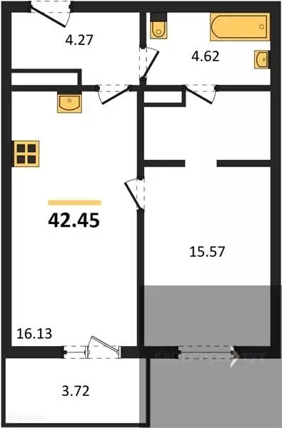 Продаётся 1-к квартира, 42.45 м - Фото 0