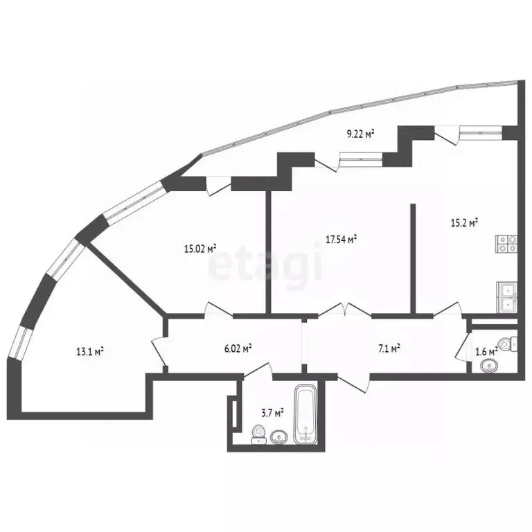 3-к кв. Чувашия, Чебоксары ул. Калинина, 91 (80.4 м) - Фото 2