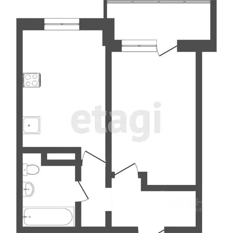 1-к кв. Тюменская область, Тюмень Заречный проезд, 37к1 (37.0 м) - Фото 1