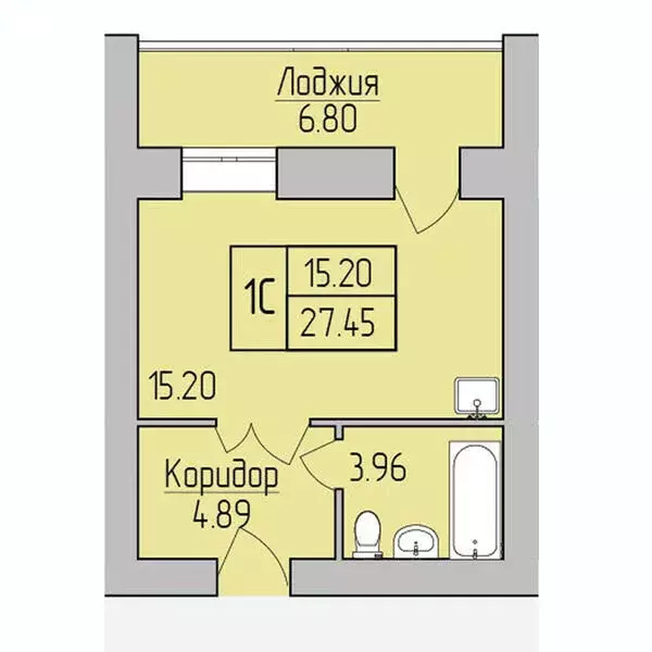 Квартира-студия: Новосибирск, улица Юности, 9 (27.45 м) - Фото 1