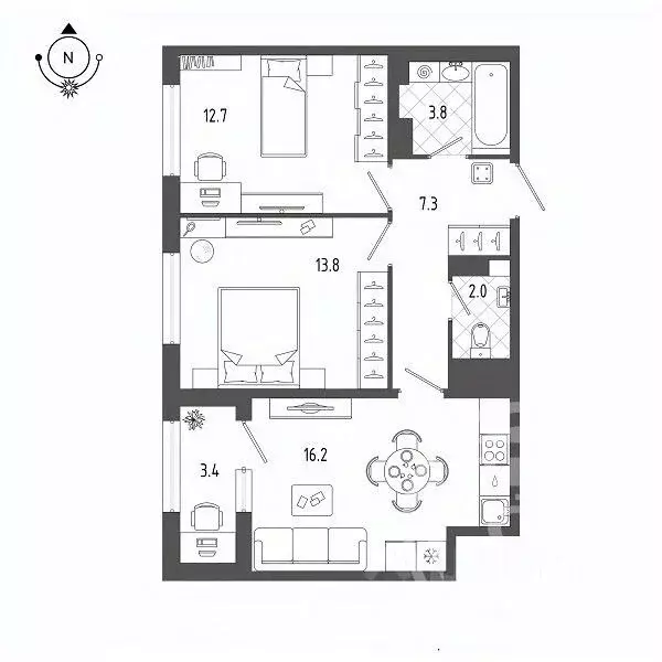 2-к кв. Санкт-Петербург бул. Измайловский, 11 (57.5 м) - Фото 2