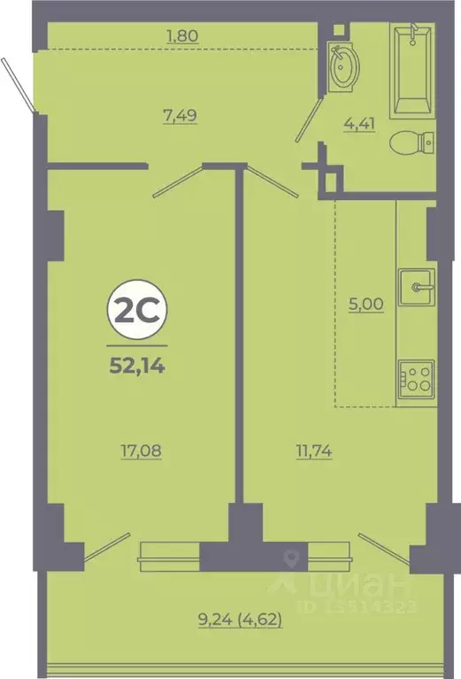 2-к кв. Ростовская область, Ростов-на-Дону Левенцовский мкр, ... - Фото 1