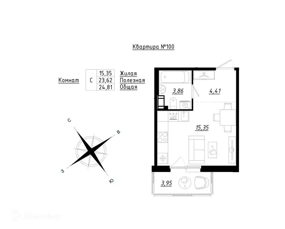 Продаётся квартира-студия, 24.82 м - Фото 0