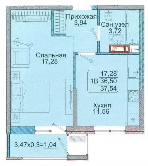 1-к кв. Краснодарский край, Краснодар 9-й километр мкр,  (37.54 м) - Фото 0