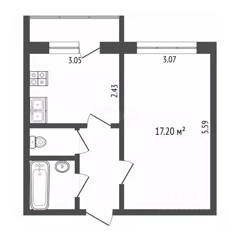 1-к кв. Чувашия, Чебоксары ул. Мичмана Павлова, 52 (33.6 м) - Фото 2