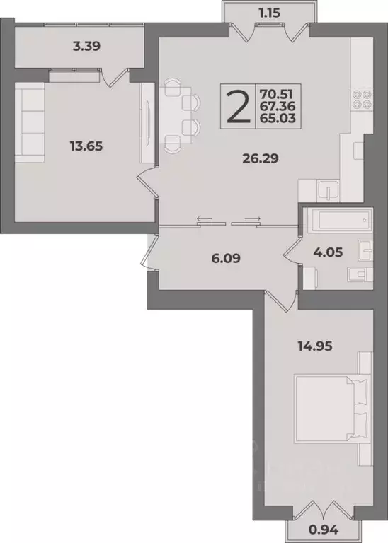 2-к кв. Калининградская область, Калининград Суздальская ул., 17 ... - Фото 1