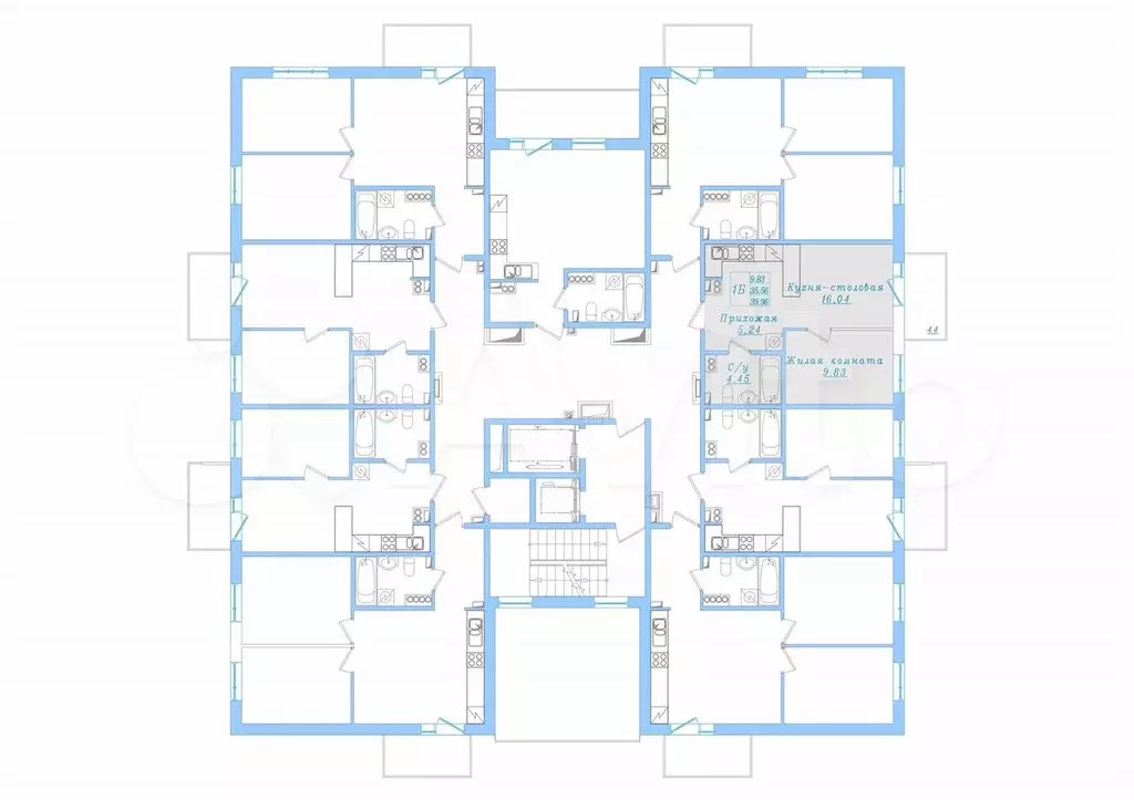 1-к. квартира, 40 м, 2/16 эт. - Фото 1