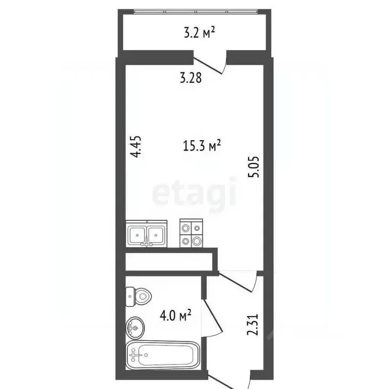 Студия Санкт-Петербург ул. Среднерогатская, 10к1 (22.6 м) - Фото 1