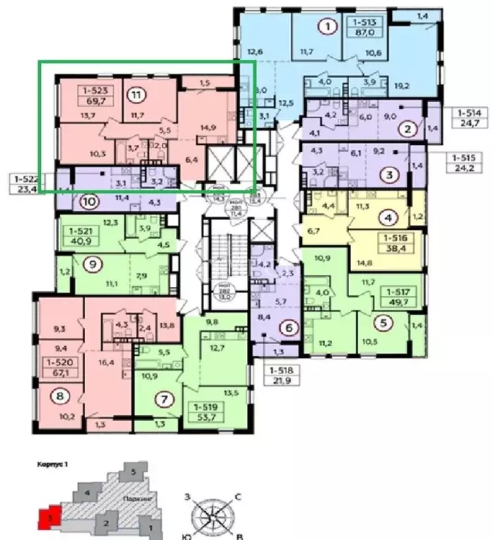 3-к кв. Москва Бартеневская ул., 18к2 (70.0 м) - Фото 2
