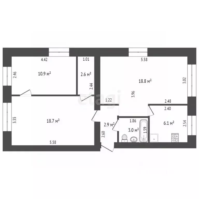 3-к кв. Костромская область, Кострома Совхозная ул., 27 (63.0 м) - Фото 1