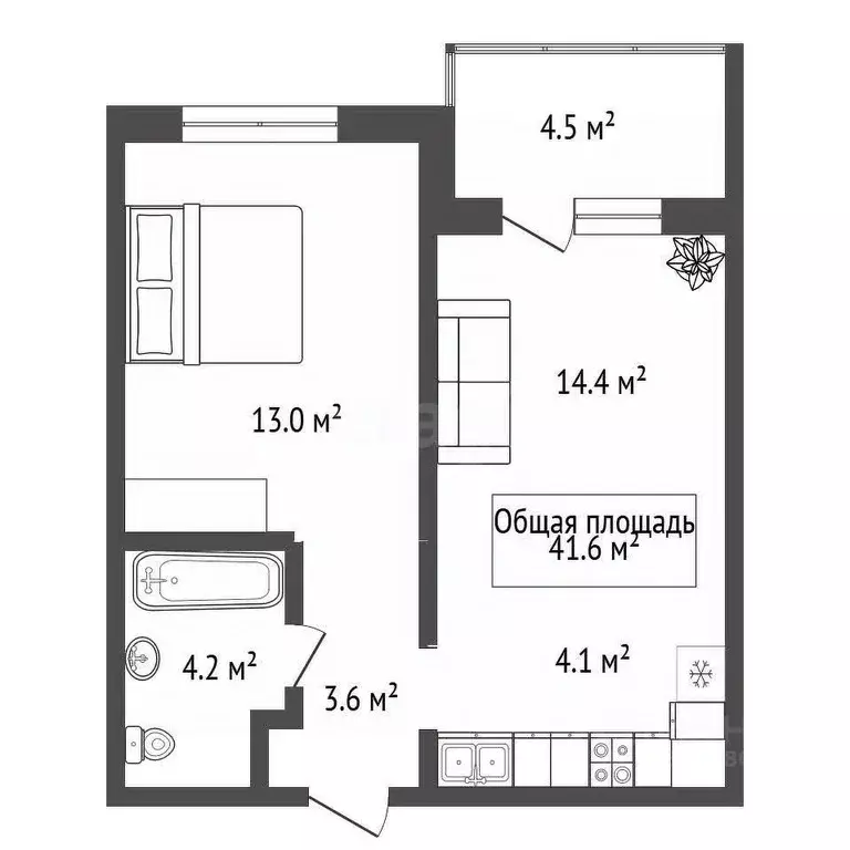 2-к кв. Новосибирская область, Новосибирск ул. Объединения, 28 (41.6 ... - Фото 1