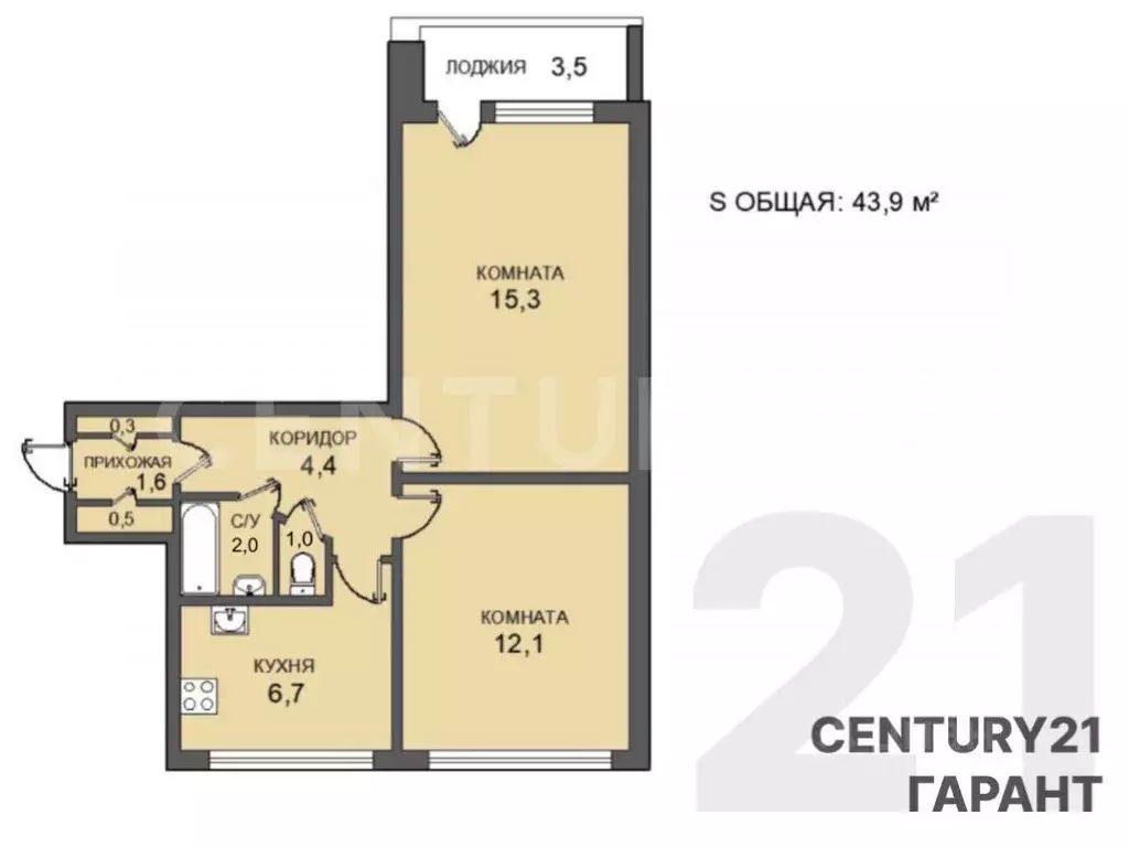 2-к кв. Санкт-Петербург Белградская ул., 32 (43.9 м) - Фото 1