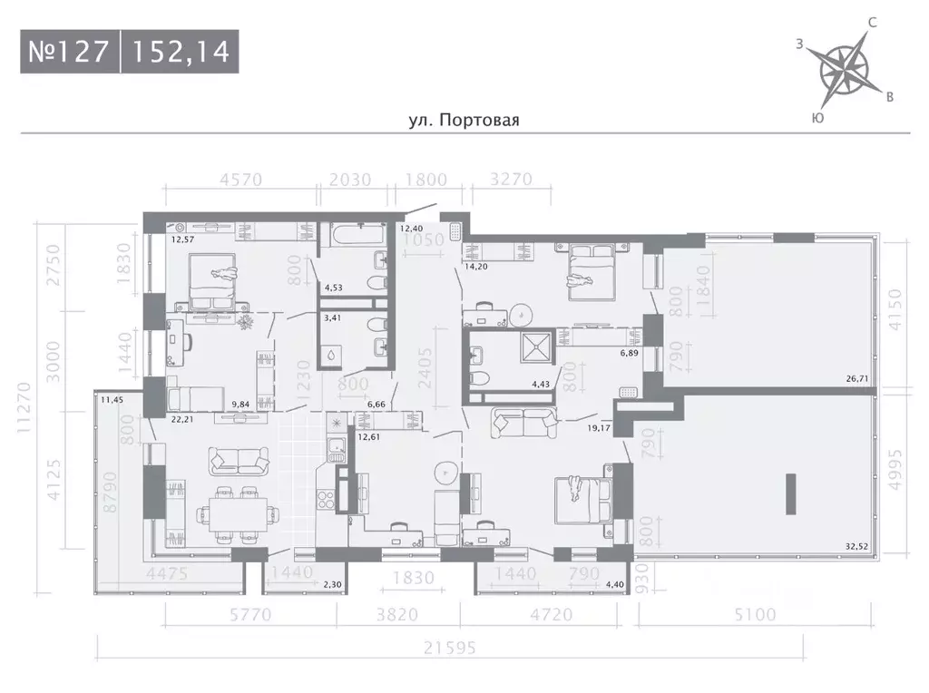 4-к кв. Татарстан, Казань Живи на Портовой жилой комплекс (152.14 м) - Фото 1