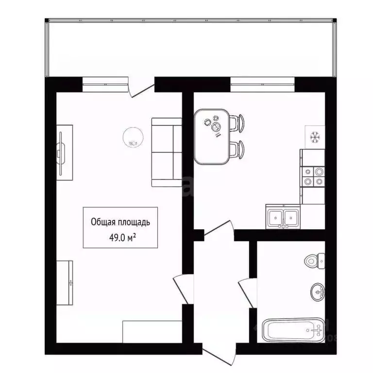 1-к кв. Новосибирская область, Новосибирск ул. Плющихинская, 3 (49.0 ... - Фото 2