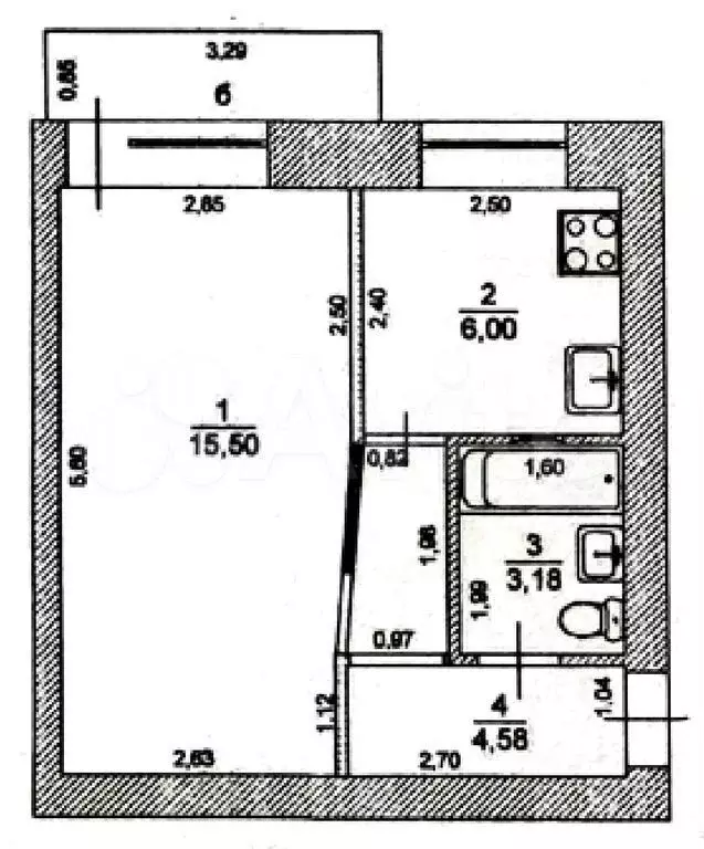 1-к. квартира, 29,3 м, 4/4 эт. - Фото 0