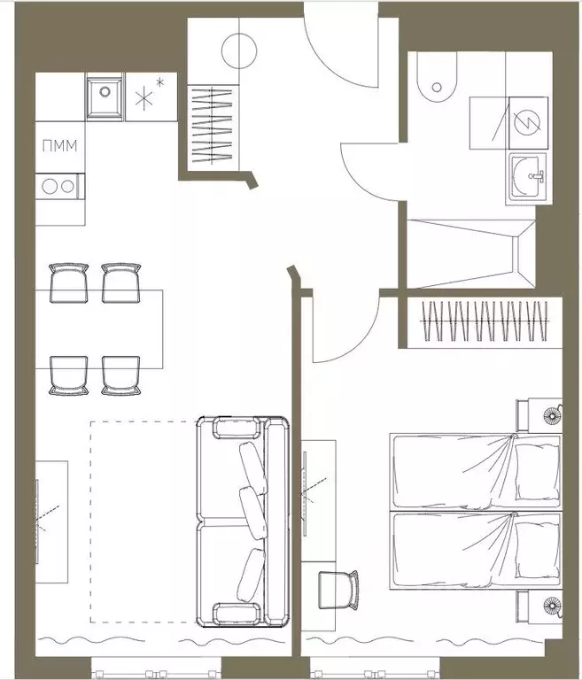 Квартира, 1 комната, 41.4 м - Фото 1
