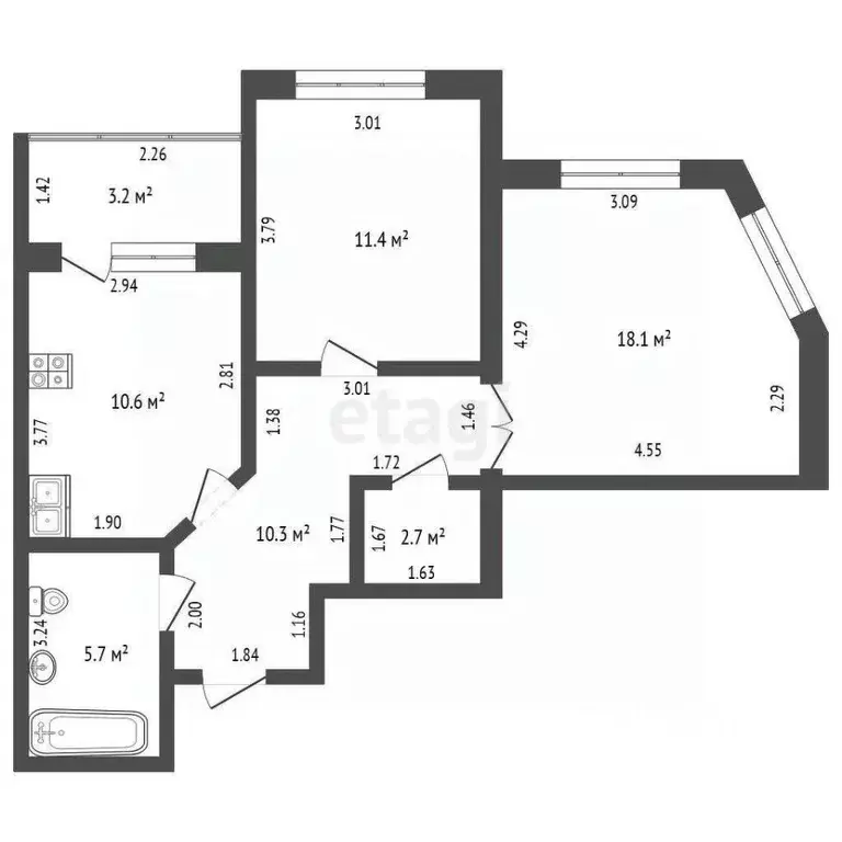 2-к кв. Башкортостан, Стерлитамакский район, Отрадовский сельсовет, с. ... - Фото 2