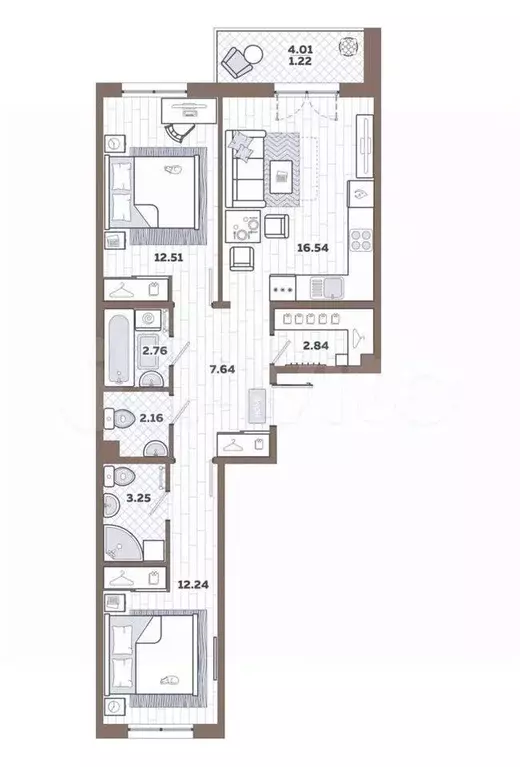 3-к кв. Ленинградская область, Ломоносовский район, Виллозское ... - Фото 2