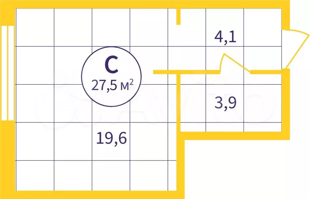 Квартира-студия, 27,5 м, 3/8 эт. - Фото 1