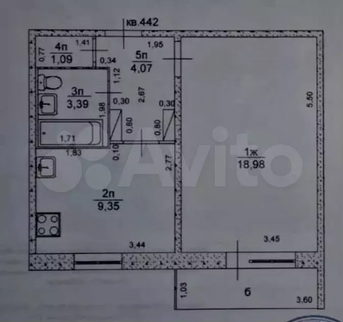 1-к. квартира, 37 м, 4/9 эт. - Фото 0