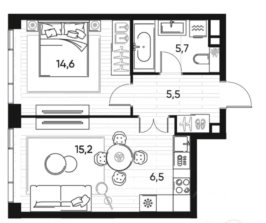 1-к кв. Москва Полковая ул., 1к1 (47.5 м) - Фото 2