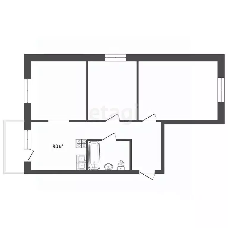 3-к кв. Саха (Якутия), Покровск Заводская ул., 9 (64.0 м) - Фото 2