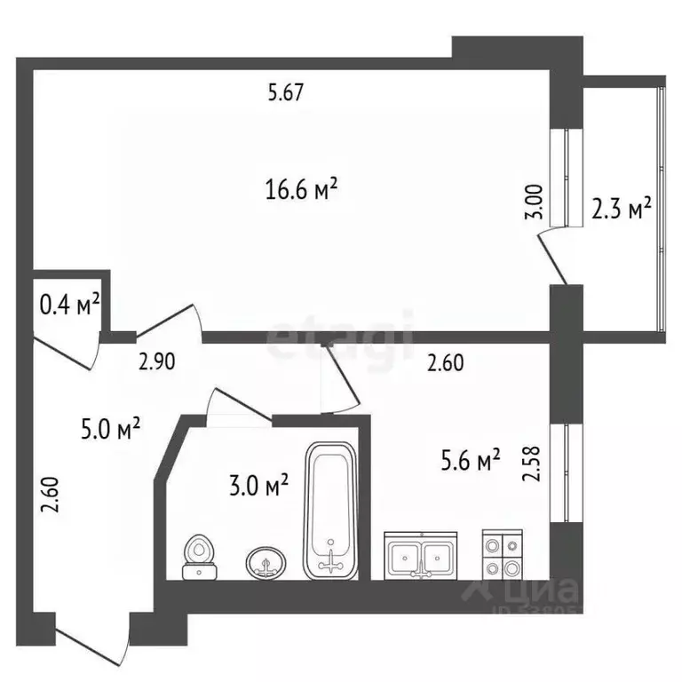 1-к кв. Ростовская область, Ростов-на-Дону 2-я Краснодарская ул., 82/1 ... - Фото 2