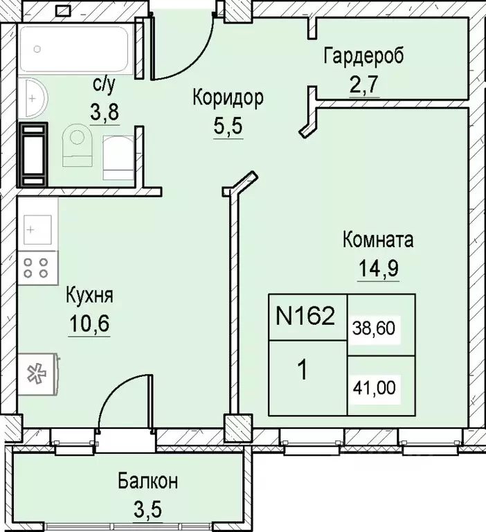 1-к кв. Нижегородская область, Нижний Новгород ул. Июльских Дней (38.6 ... - Фото 0