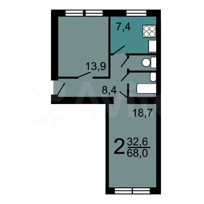 Комната 17,8 м в 2-к., 5/5 эт. - Фото 1
