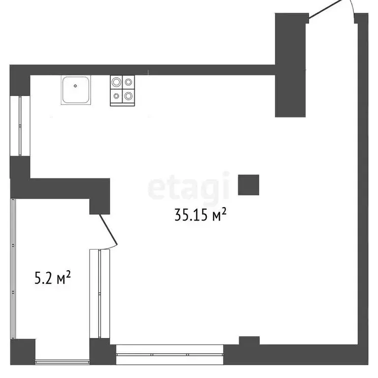 Квартира-студия: Ялта, улица Репина, 21 (40.4 м) - Фото 1