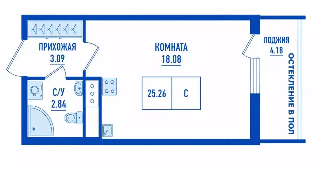 Квартира-студия: Санкт-Петербург, Кубинская улица, 76к1 (25 м) - Фото 1