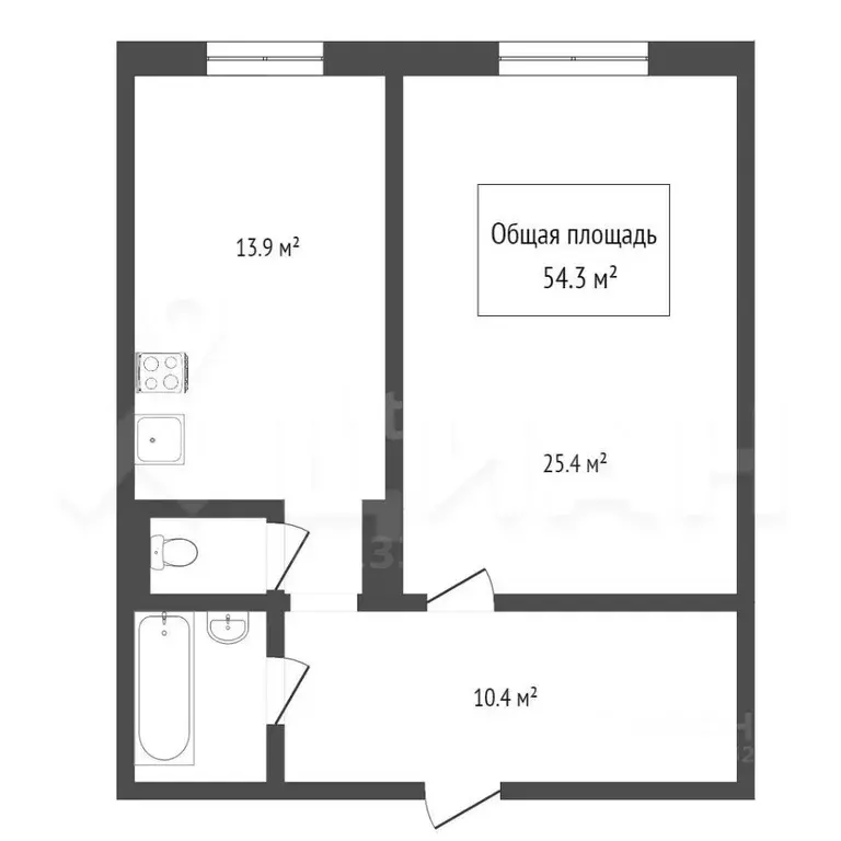 2-к кв. Челябинская область, Челябинск Октябрьская ул., 1 (56.3 м) - Фото 2