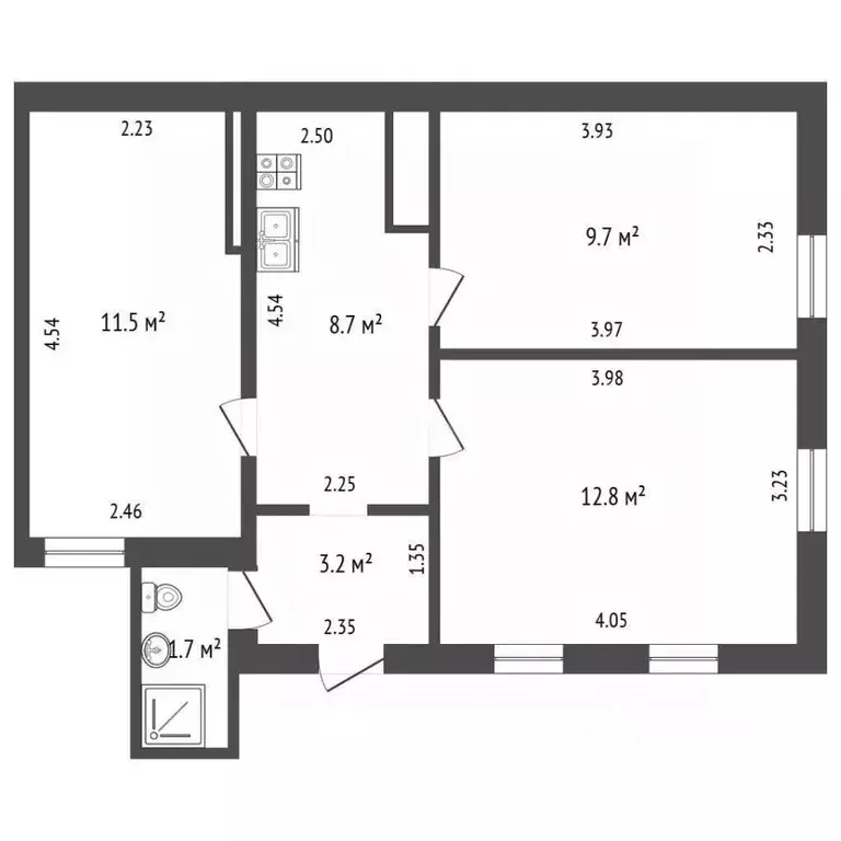 3-к кв. Крым, Евпатория ул. Пролетарская, 28 (48.0 м) - Фото 2