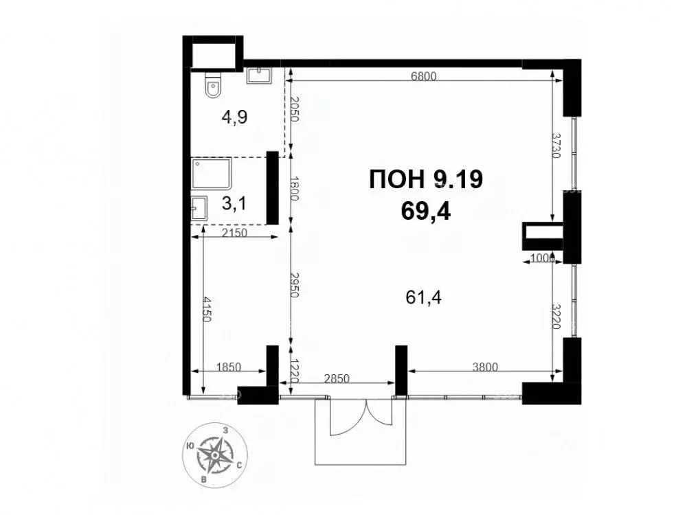 Торговая площадь в Москва 1-й Измайловский жилой комплекс, к5 (69 м) - Фото 2