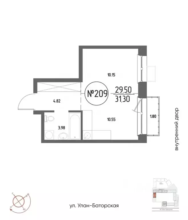 1-к кв. Иркутская область, Иркутск Макс жилой комплекс (31.3 м) - Фото 1