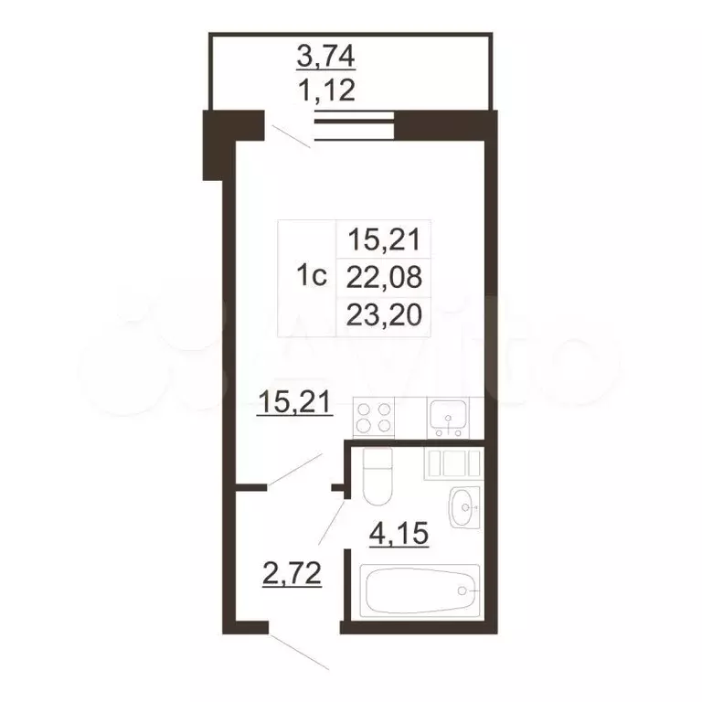 Квартира-студия, 23,2 м, 5/6 эт. - Фото 0