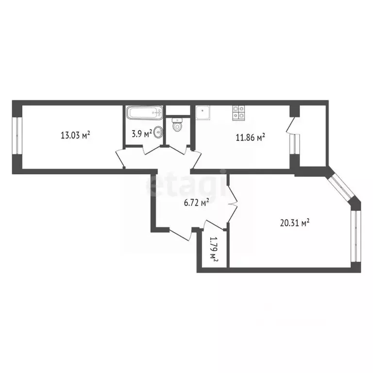 2-к кв. Калужская область, Обнинск ул. Поленова, 4 (60.3 м) - Фото 2