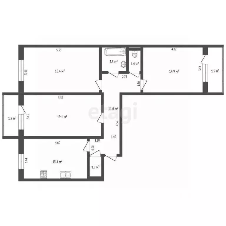 3-к кв. Мордовия, Саранск ул. Комарова, 12А (89.9 м) - Фото 2