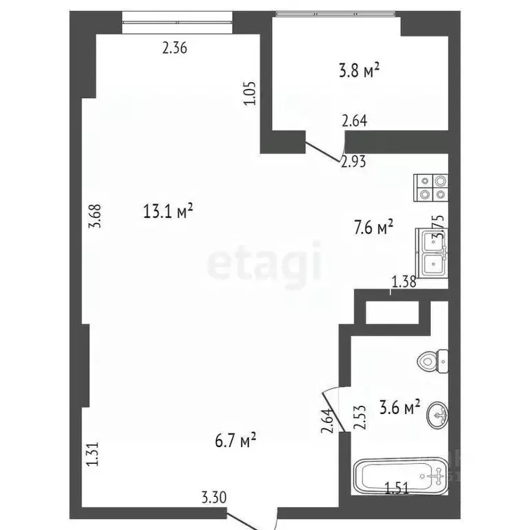 Студия Ростовская область, Ростов-на-Дону Привокзальная ул., 2а (31.0 ... - Фото 2